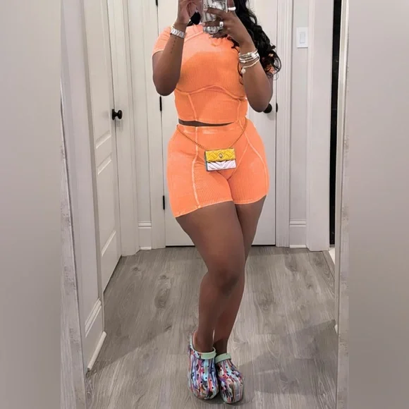 Casual Workout Stretchy High Waist Yoga Short and Crop Top Athletic Outfits 2024 - Picture 3 of 5